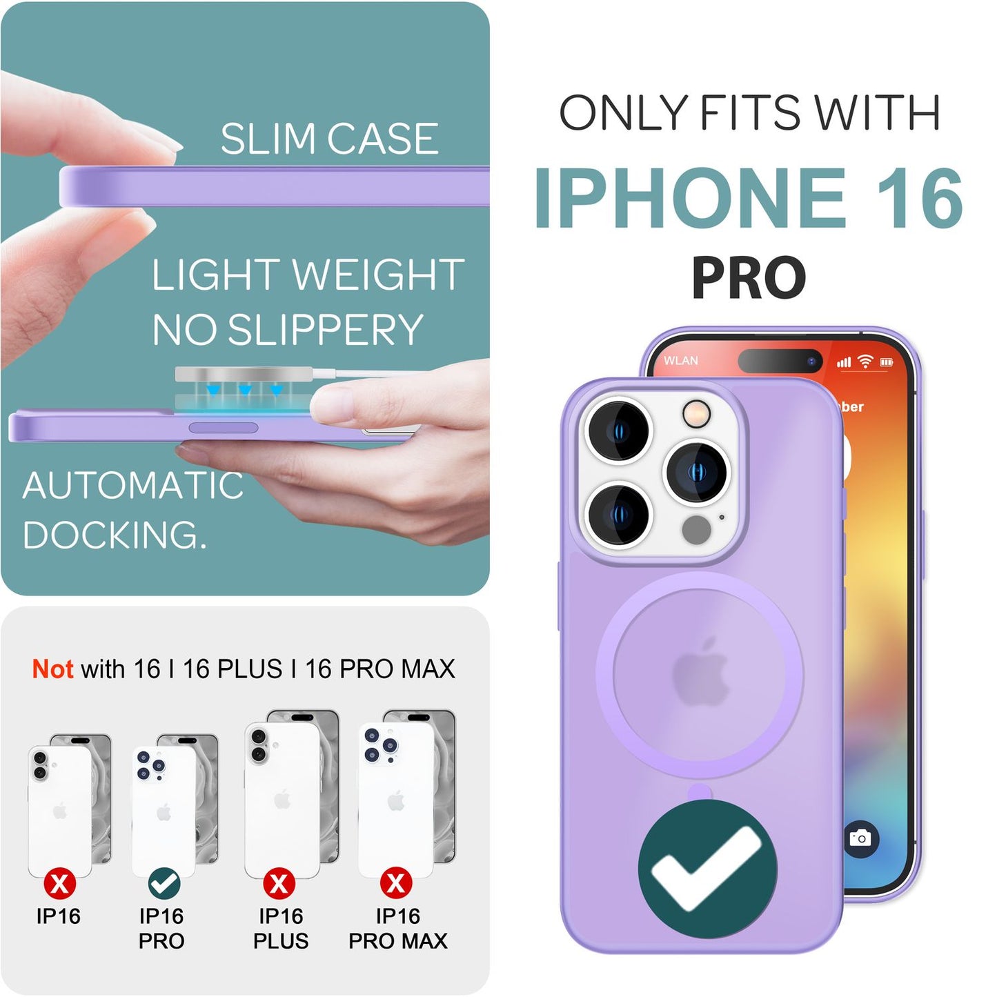 NALIA Magnet-Case für iPhone 16 Pro – Matt-Transparent & MagSafe Kompatibel – MATTEX (Rutschfest, Stoßfest & Anti-Fingerabdruck) – Marke aus Berlin