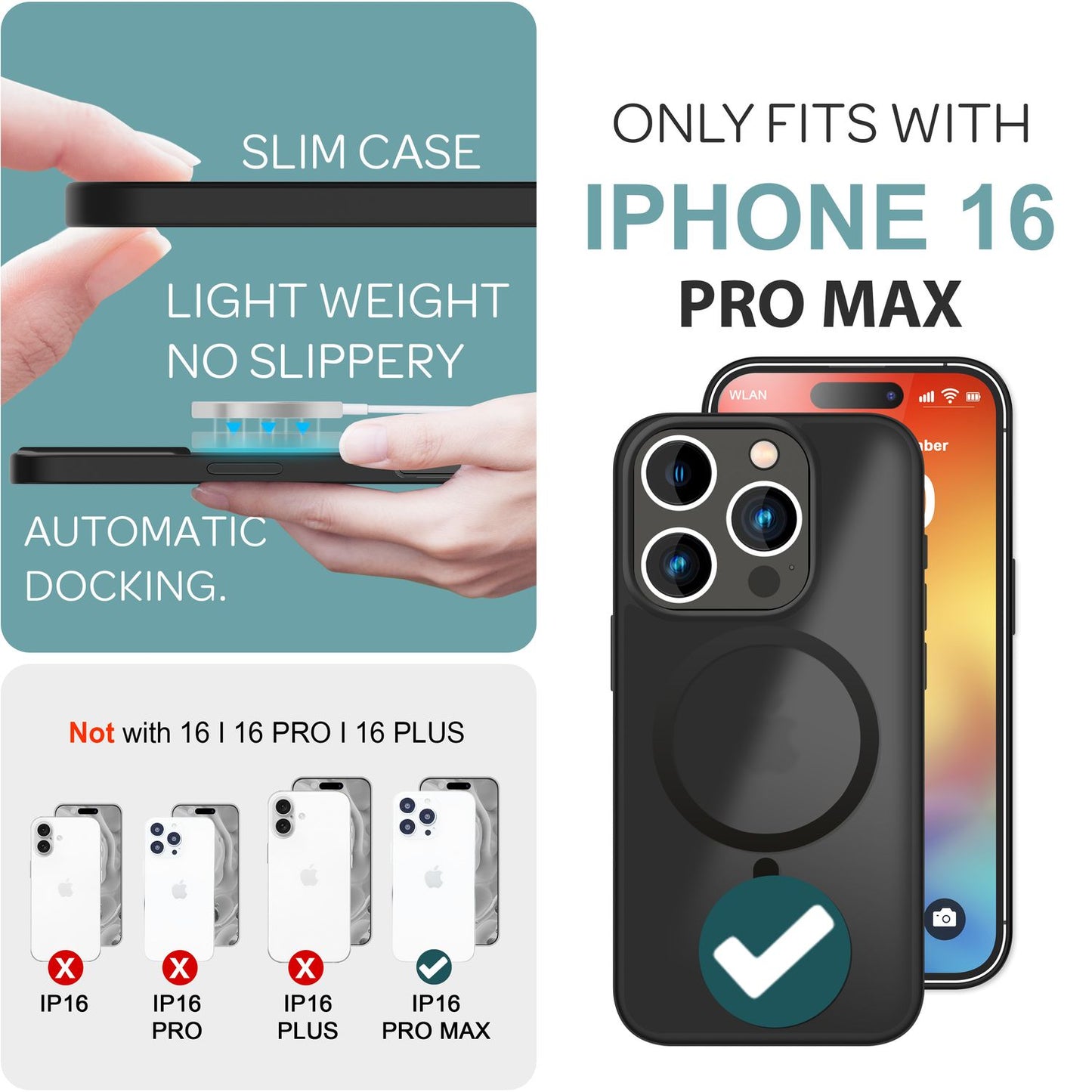 NALIA Magnet-Case für iPhone 16 Pro Max – Matt-Transparent & MagSafe Kompatibel – MATTEX (Rutschfest, Stoßfest & Anti-Fingerabdruck) – Marke aus Berlin
