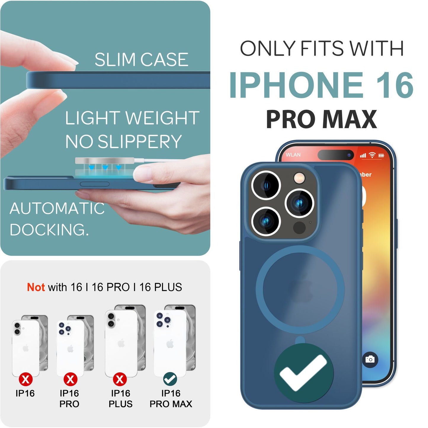 NALIA Magnet-Case für iPhone 16 Pro Max – Matt-Transparent & MagSafe Kompatibel – MATTEX (Rutschfest, Stoßfest & Anti-Fingerabdruck) – Marke aus Berlin