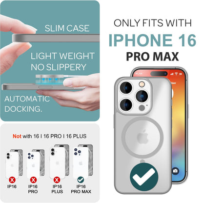 NALIA Magnet-Case für iPhone 16 Pro Max – Matt-Transparent & MagSafe Kompatibel – MATTEX (Rutschfest, Stoßfest & Anti-Fingerabdruck) – Marke aus Berlin