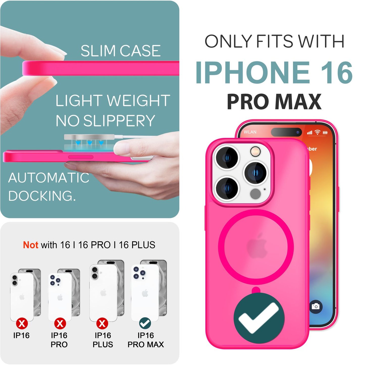 NALIA Magnet-Case für iPhone 16 Pro Max – Matt-Transparent & MagSafe Kompatibel – MATTEX (Rutschfest, Stoßfest & Anti-Fingerabdruck) – Marke aus Berlin