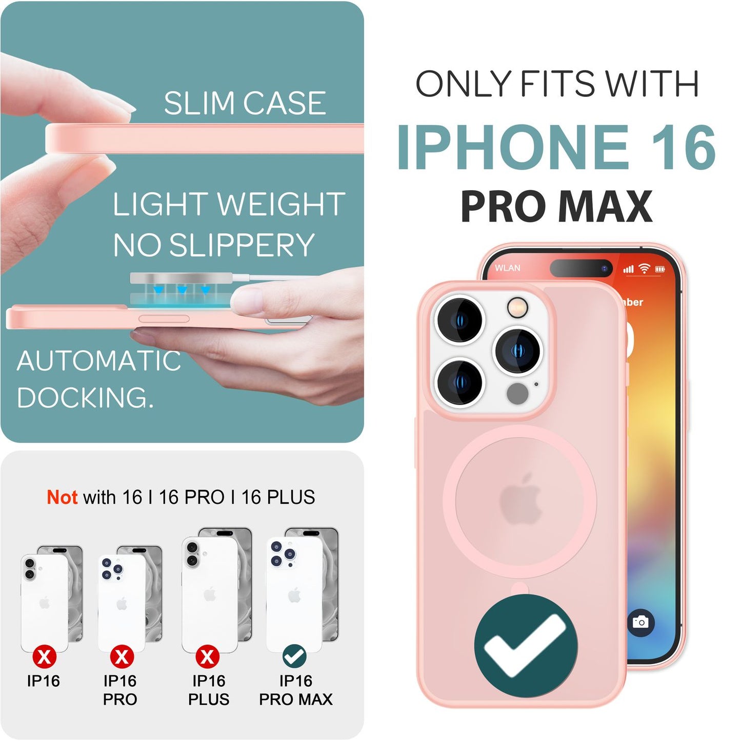 NALIA Magnet-Case für iPhone 16 Pro Max – Matt-Transparent & MagSafe Kompatibel – MATTEX (Rutschfest, Stoßfest & Anti-Fingerabdruck) – Marke aus Berlin