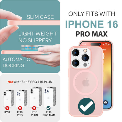 NALIA Magnet-Case für iPhone 16 Pro Max – Matt-Transparent & MagSafe Kompatibel – MATTEX (Rutschfest, Stoßfest & Anti-Fingerabdruck) – Marke aus Berlin