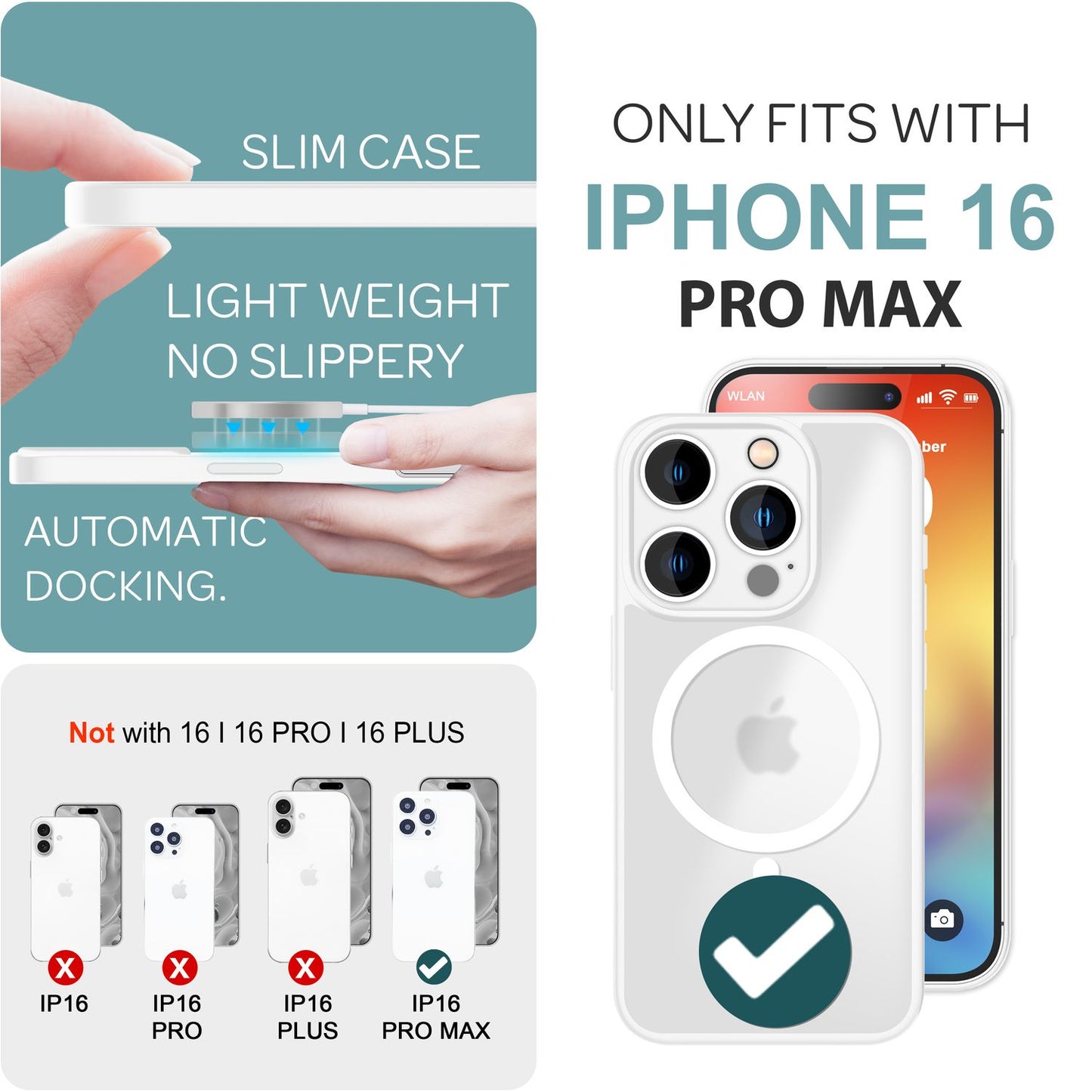 NALIA Magnet-Case für iPhone 16 Pro Max – Matt-Transparent & MagSafe Kompatibel – MATTEX (Rutschfest, Stoßfest & Anti-Fingerabdruck) – Marke aus Berlin