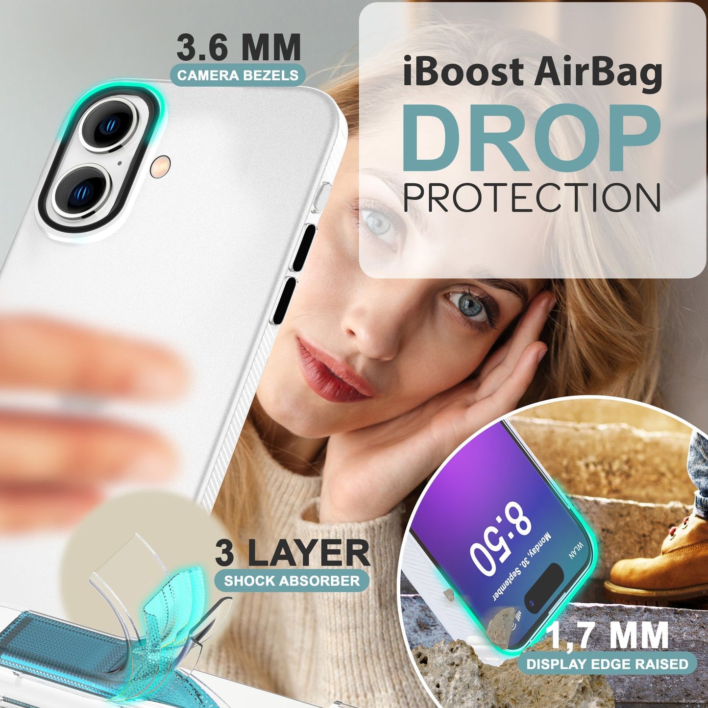 NALIA Silikonhülle für iPhone 16 – Matt & Griffig Soft-Touch – ASTRON (Flexibles TPU Case & Stoßfest) – Marke aus Berlin