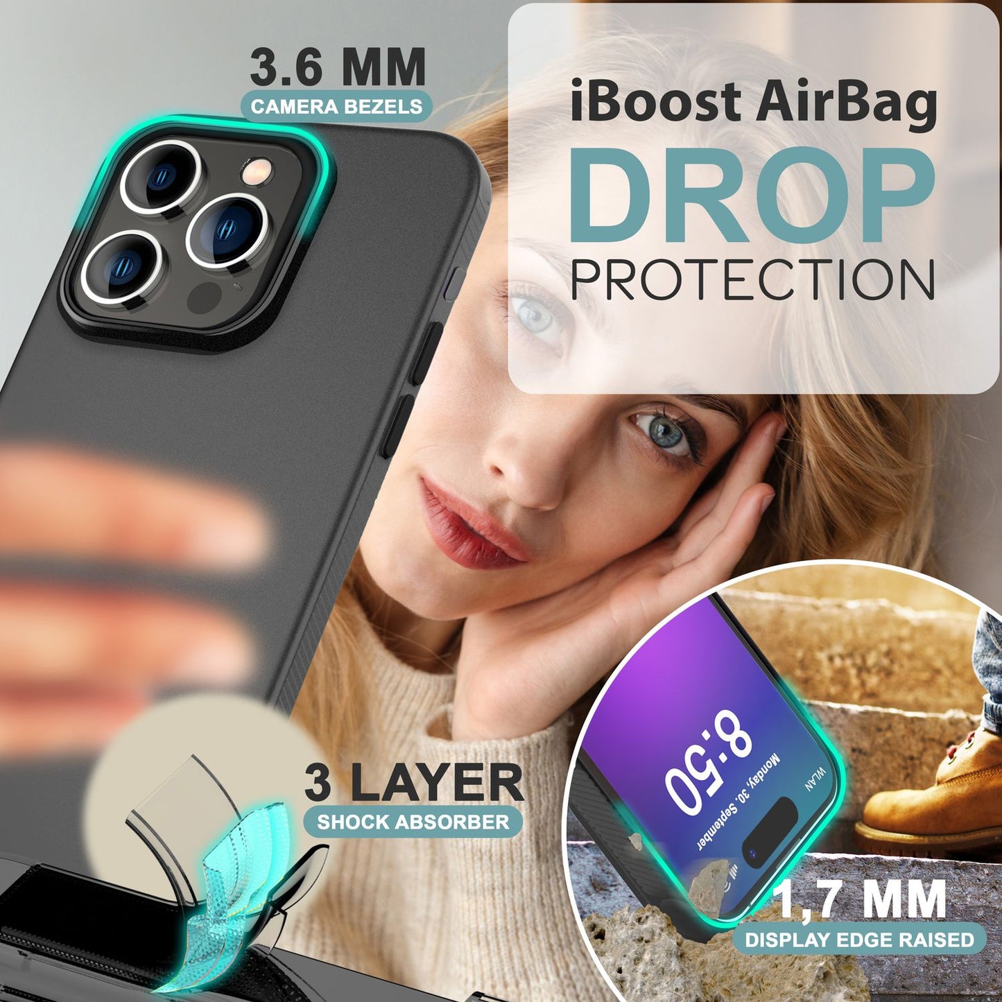 NALIA Silikonhülle für iPhone 16 Pro Max – Matt & Griffig Soft-Touch – ASTRON (Flexibles TPU Case & Stoßfest) – Marke aus Berlin