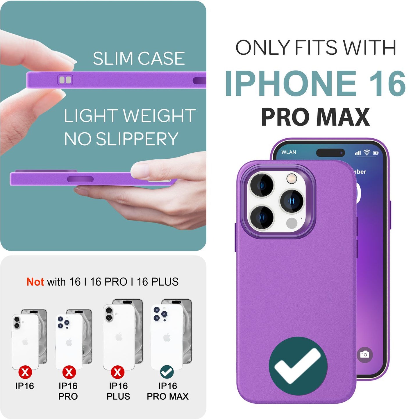 NALIA Silikonhülle für iPhone 16 Pro Max – Matt & Griffig Soft-Touch – ASTRON (Flexibles TPU Case & Stoßfest) – Marke aus Berlin