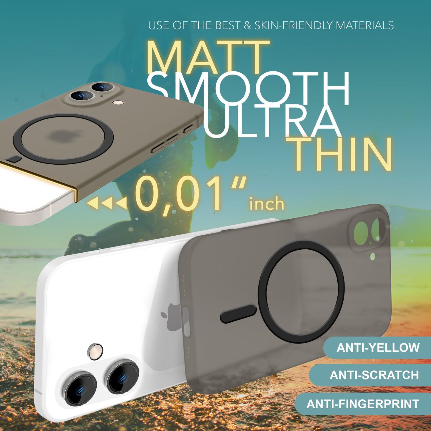 NALIA Ultra-Slim Hardcase für iPhone 16 – MagSafe kompatibel & 0.3mm Dünn – THINIX (Mattes & Schlankes Case) – Marke aus Berlin