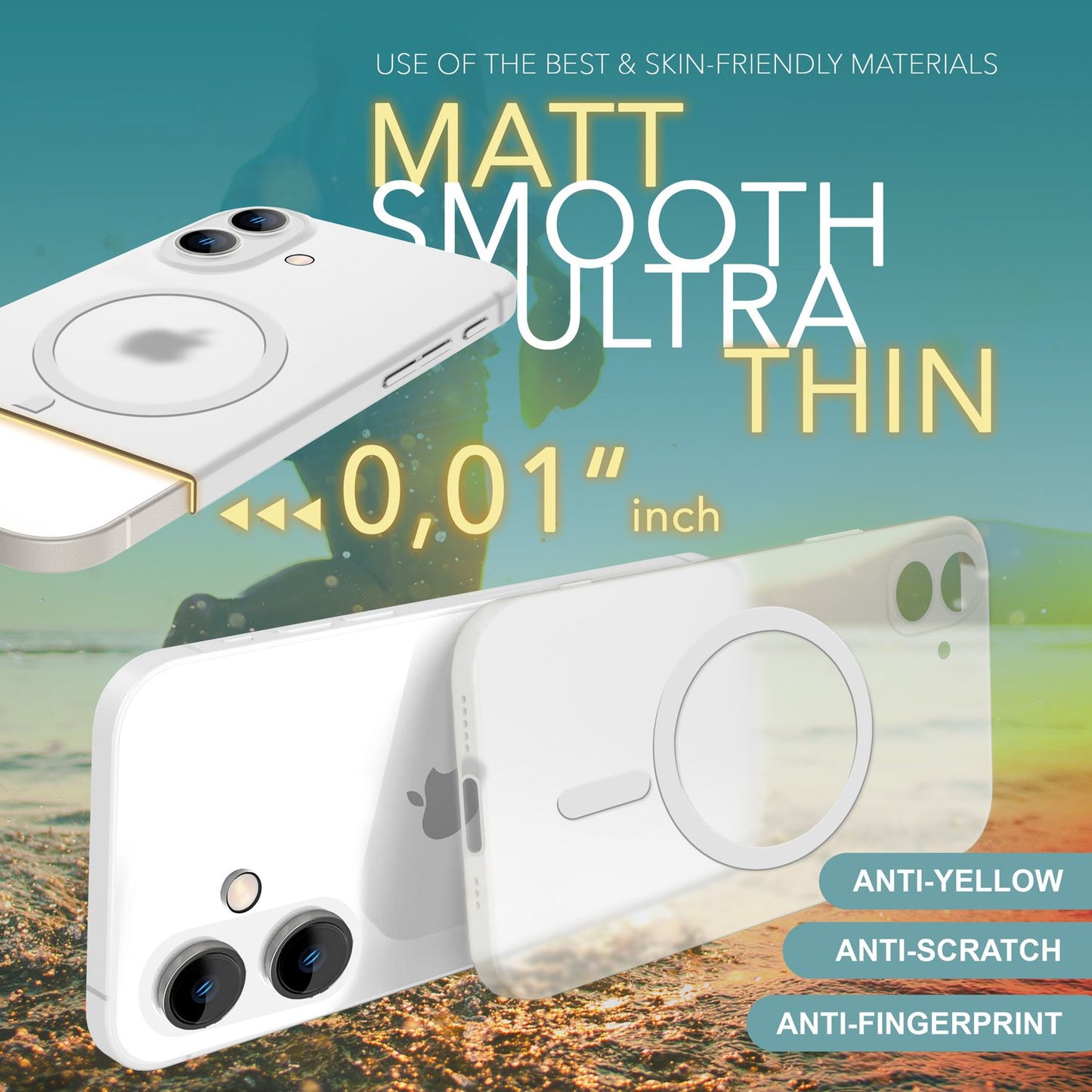 NALIA Ultra-Slim Hardcase für iPhone 16 – MagSafe kompatibel & 0.3mm Dünn – THINIX (Mattes & Schlankes Case) – Marke aus Berlin