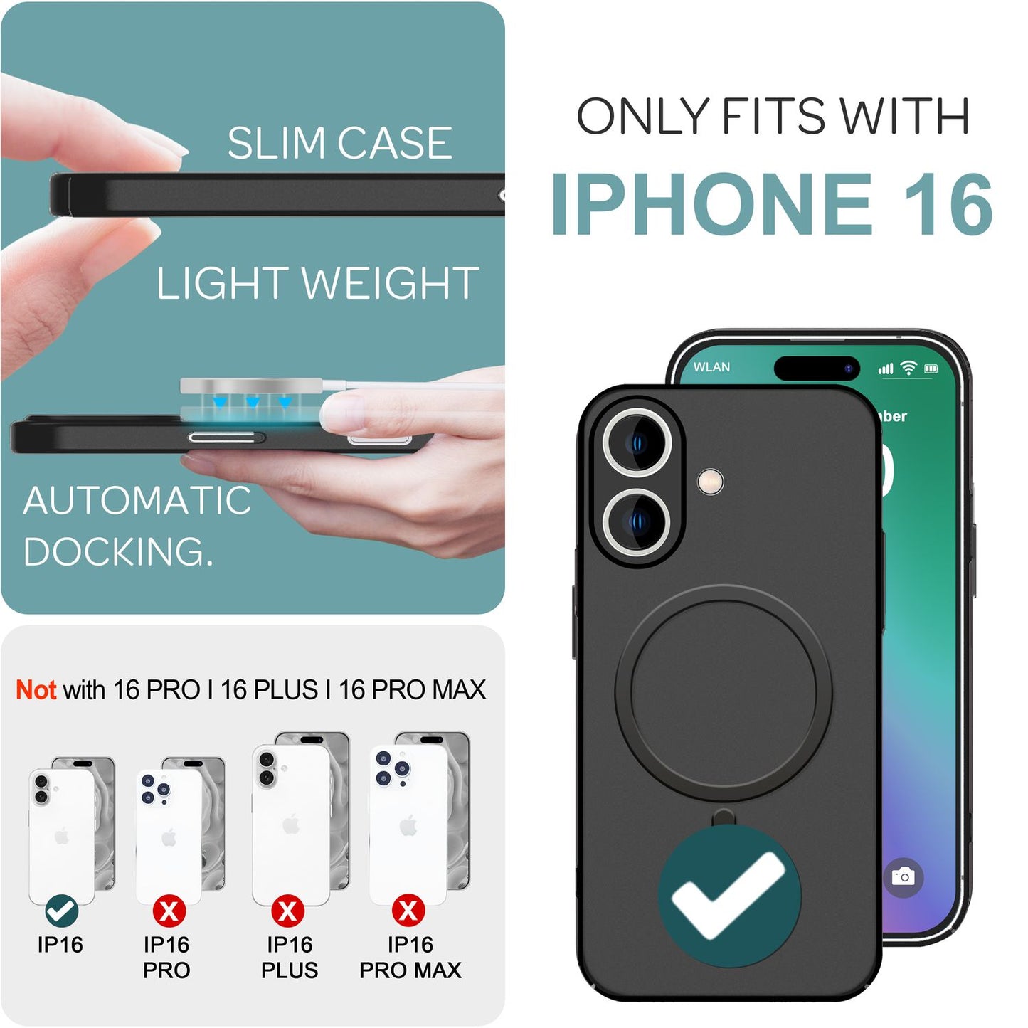 NALIA Ultra-Slim Hardcase für iPhone 16 – MagSafe kompatibel & 0.3mm Dünn – THINIX (Mattes & Schlankes Case) – Marke aus Berlin