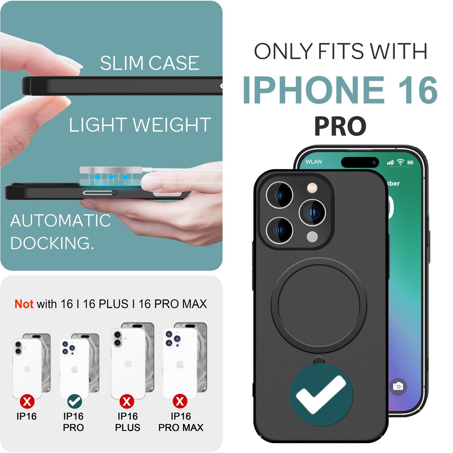 NALIA Ultra-Slim Hardcase für iPhone 16 Pro – MagSafe kompatibel & 0.3mm Dünn – THINIX (Mattes & Schlankes Case) – Marke aus Berlin