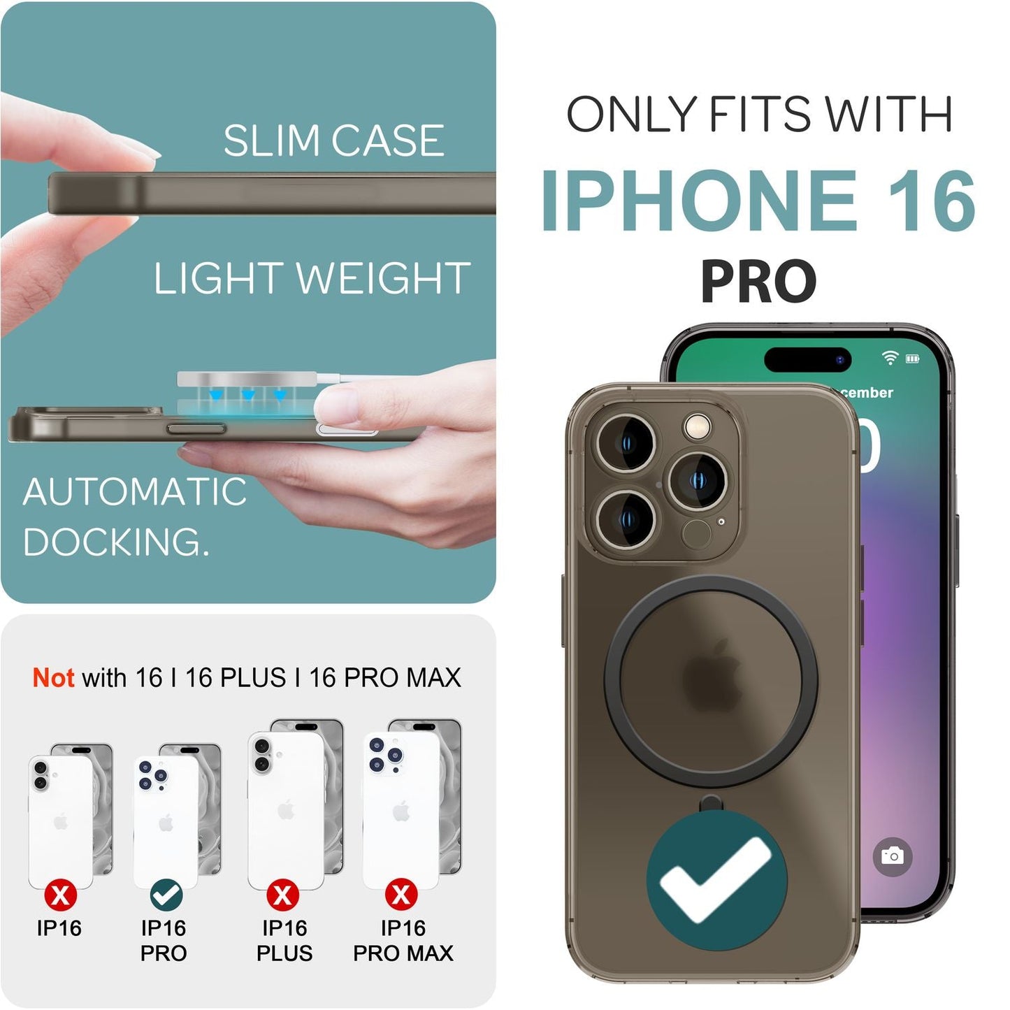 NALIA Ultra-Slim Hardcase für iPhone 16 Pro – MagSafe kompatibel & 0.3mm Dünn – THINIX (Mattes & Schlankes Case) – Marke aus Berlin