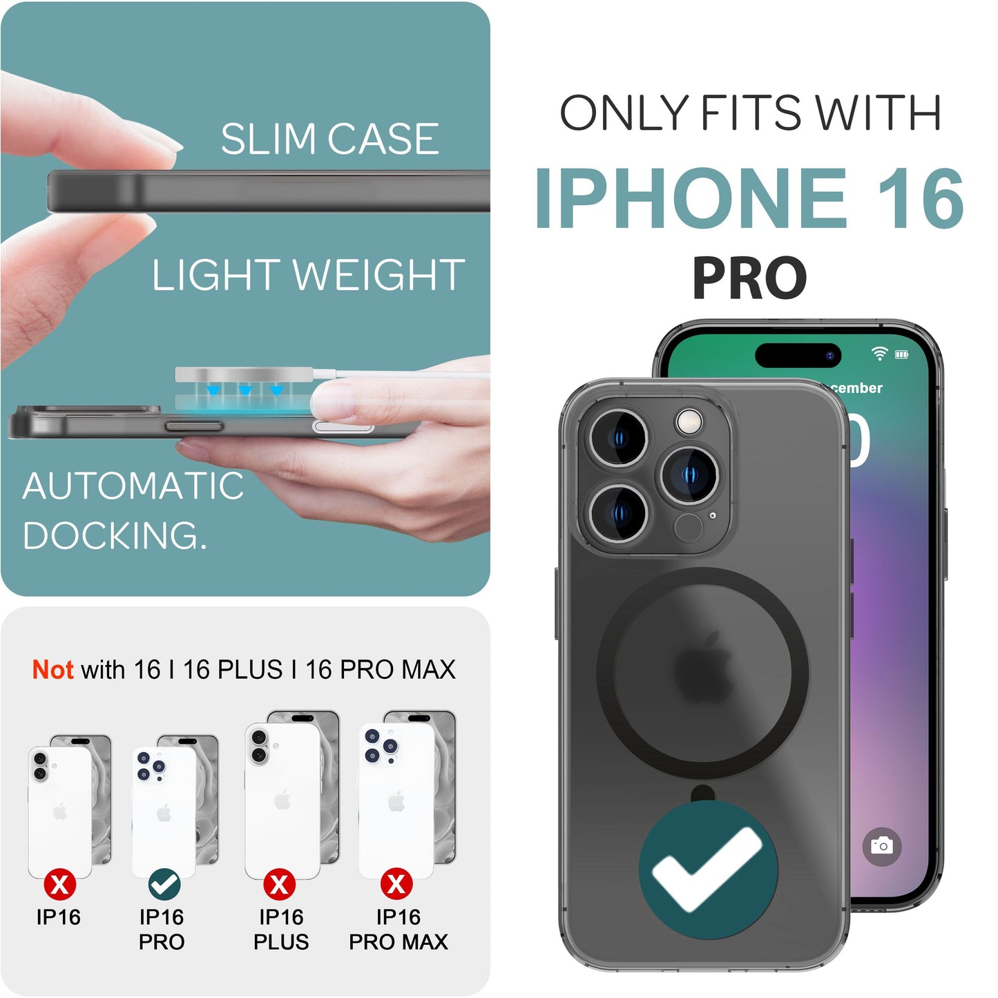 NALIA Ultra-Slim Hardcase für iPhone 16 Pro – MagSafe kompatibel & 0.3mm Dünn – THINIX (Mattes & Schlankes Case) – Marke aus Berlin