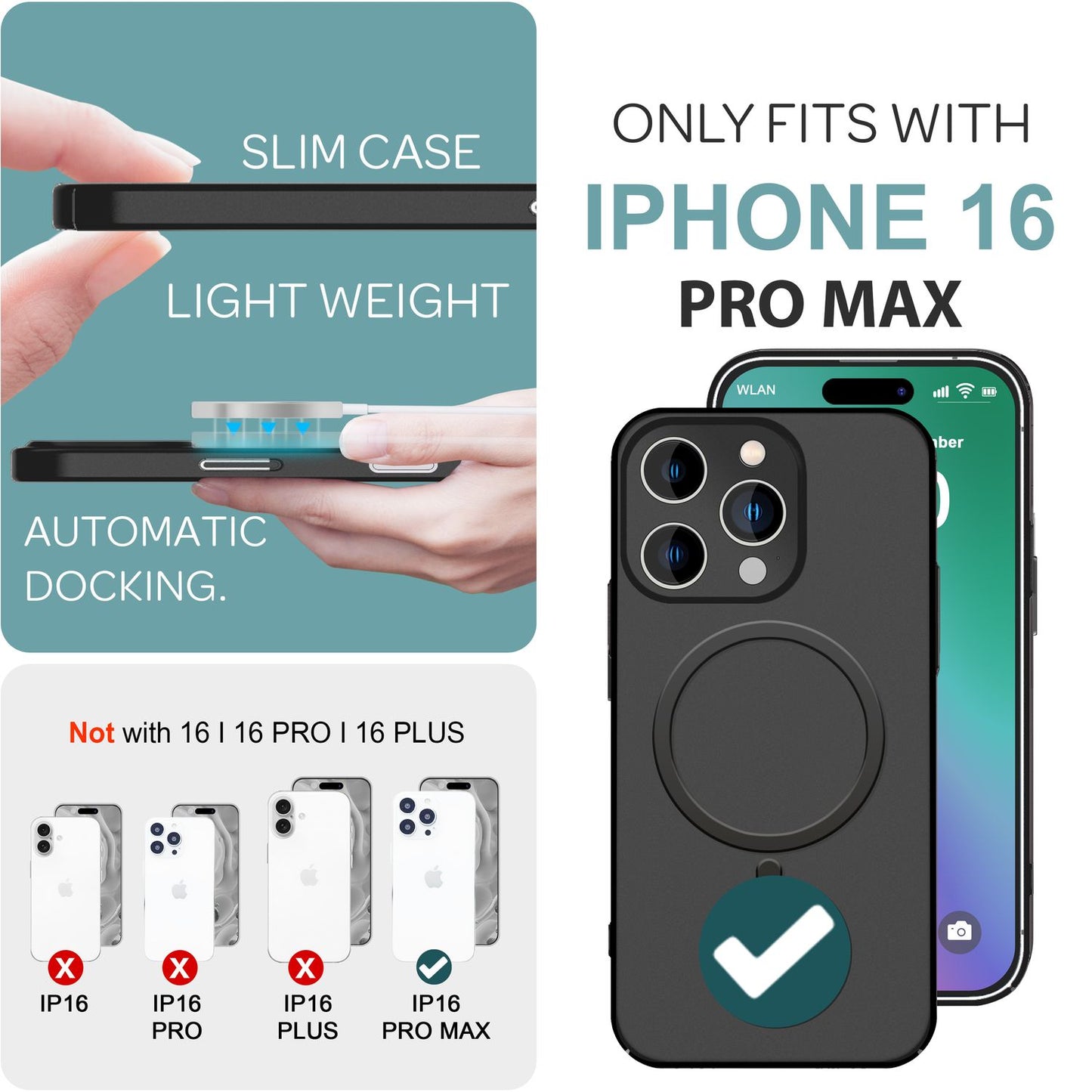 NALIA Ultra-Slim Hardcase für iPhone 16 Pro Max – MagSafe kompatibel & 0.3mm Dünn – THINIX (Mattes & Schlankes Case) – Marke aus Berlin
