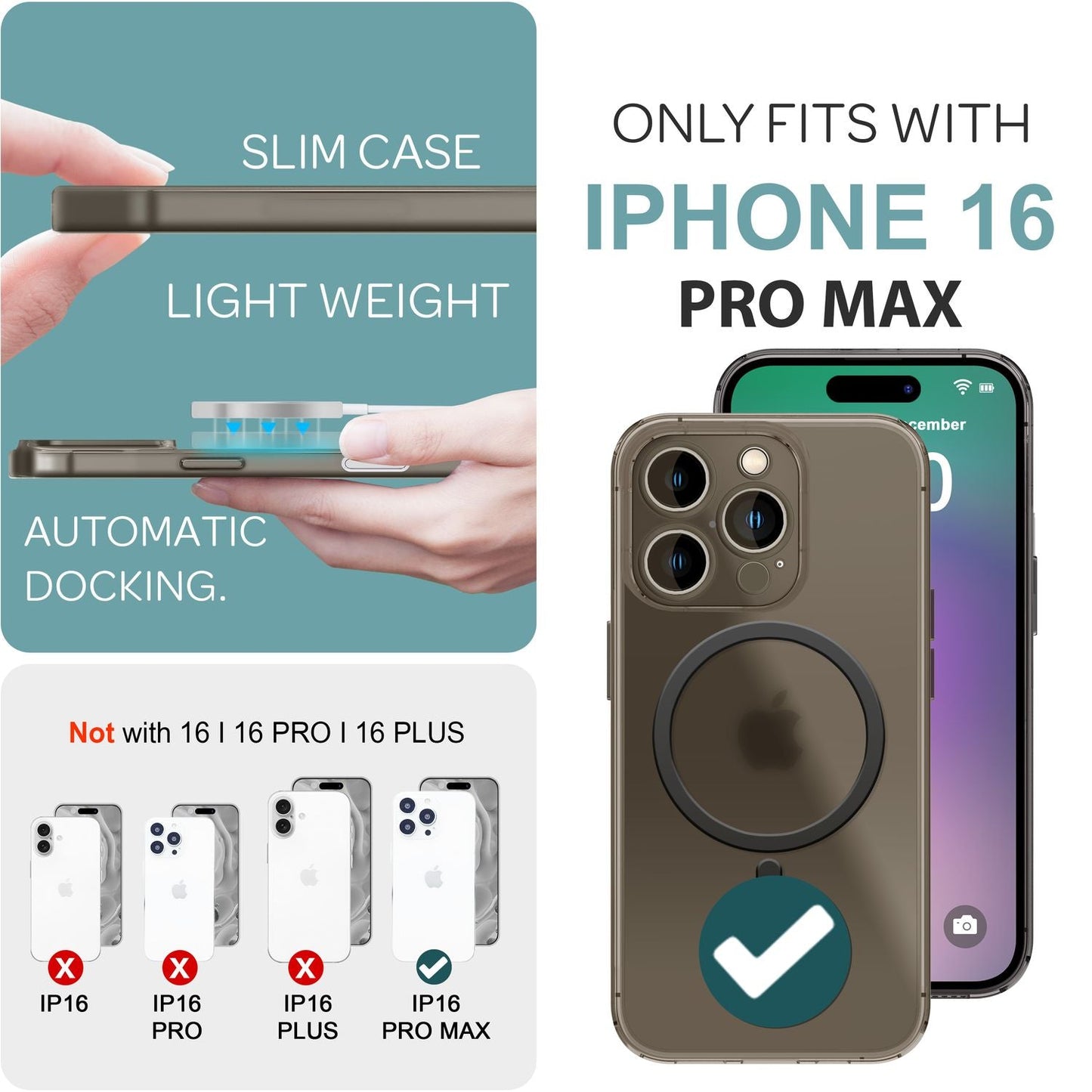 NALIA Ultra-Slim Hardcase für iPhone 16 Pro Max – MagSafe kompatibel & 0.3mm Dünn – THINIX (Mattes & Schlankes Case) – Marke aus Berlin