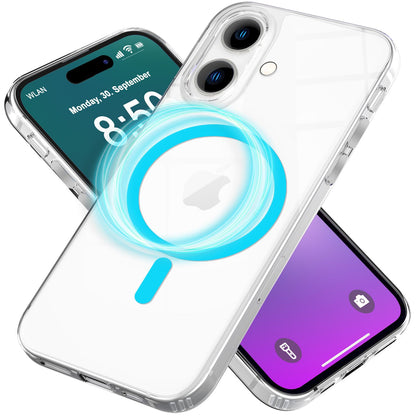 NALIA Neon-Ring Case für iPhone 16 – MagSafe Kompatibel & Nachleuchtend – NIGHT-GLOW (Transparent & Anti-Gelb) – Marke aus Berlin