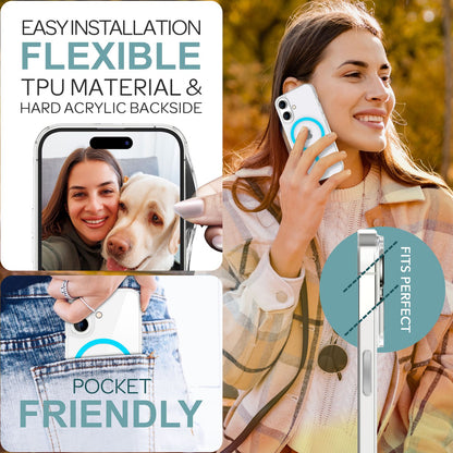 NALIA Neon-Ring Case für iPhone 16 – MagSafe Kompatibel & Nachleuchtend – NIGHT-GLOW (Transparent & Anti-Gelb) – Marke aus Berlin