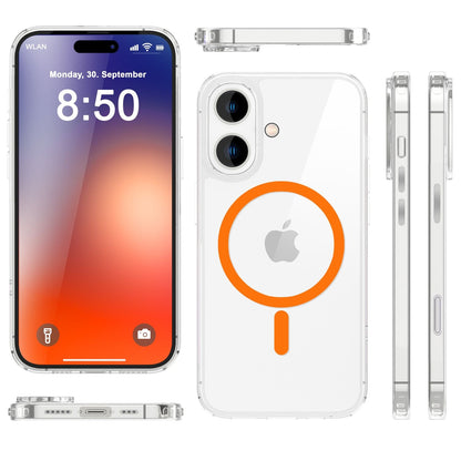 NALIA Neon-Ring Case für iPhone 16 – MagSafe Kompatibel & Nachleuchtend – NIGHT-GLOW (Transparent & Anti-Gelb) – Marke aus Berlin