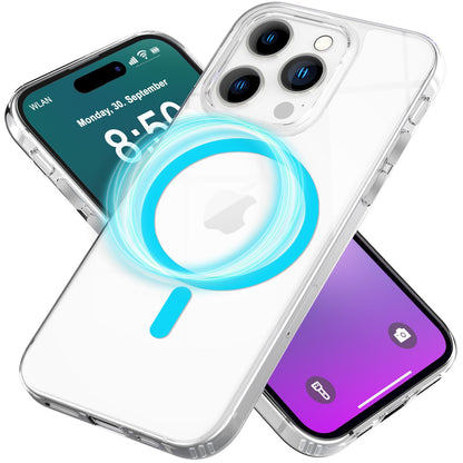 NALIA Neon-Ring Case für iPhone 16 Pro – MagSafe Kompatibel & Nachleuchtend – NIGHT-GLOW (Transparent & Anti-Gelb) – Marke aus Berlin