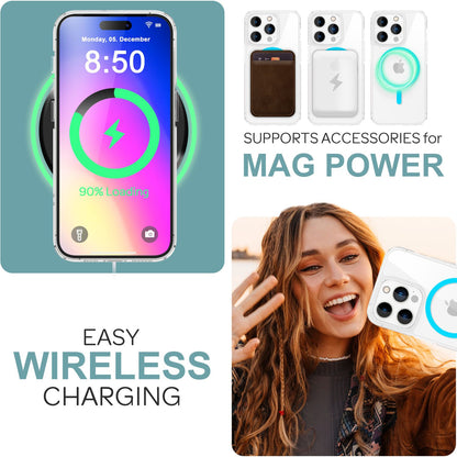 NALIA Neon-Ring Case für iPhone 16 Pro – MagSafe Kompatibel & Nachleuchtend – NIGHT-GLOW (Transparent & Anti-Gelb) – Marke aus Berlin