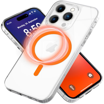 NALIA Neon-Ring Case für iPhone 16 Pro Max – MagSafe Kompatibel & Nachleuchtend – NIGHT-GLOW (Transparent & Anti-Gelb) – Marke aus Berlin