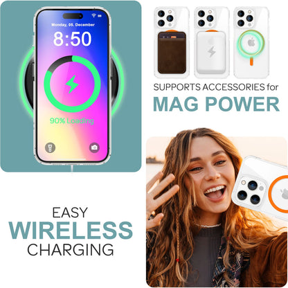 NALIA Neon-Ring Case für iPhone 16 Pro Max – MagSafe Kompatibel & Nachleuchtend – NIGHT-GLOW (Transparent & Anti-Gelb) – Marke aus Berlin