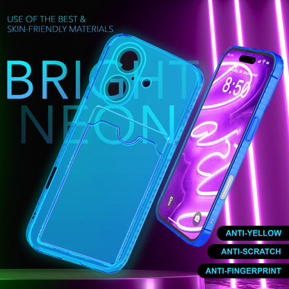 NALIA Neon Silikonhülle für iPhone 16 – Kartenfach & Knallige Signal-Farbe – CARDPOP (Anti-Shock Handyhülle) – Marke aus Berlin