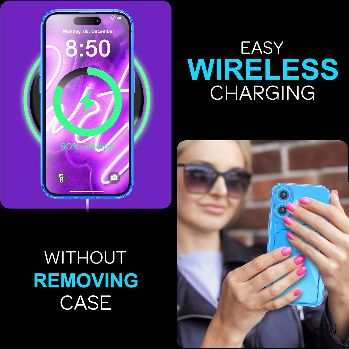 NALIA Neon Silikonhülle für iPhone 16 – Kartenfach & Knallige Signal-Farbe – CARDPOP (Anti-Shock Handyhülle) – Marke aus Berlin