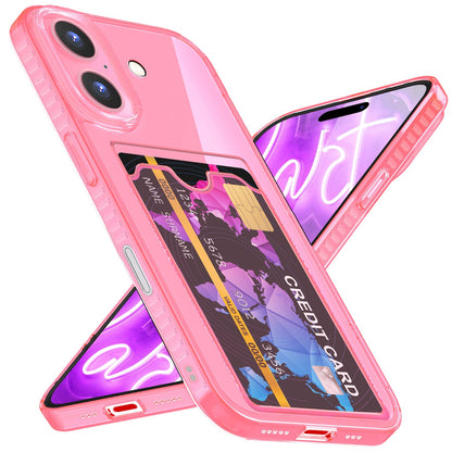 NALIA Neon Silikonhülle für iPhone 16 – Kartenfach & Knallige Signal-Farbe – CARDPOP (Anti-Shock Handyhülle) – Marke aus Berlin