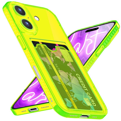 NALIA Neon Silikonhülle für iPhone 16 – Kartenfach & Knallige Signal-Farbe – CARDPOP (Anti-Shock Handyhülle) – Marke aus Berlin