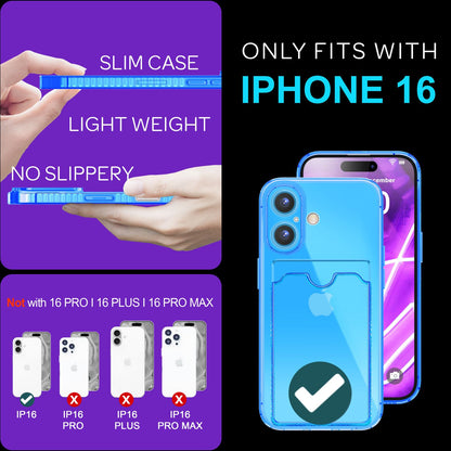 NALIA Neon Silikonhülle für iPhone 16 – Kartenfach & Knallige Signal-Farbe – CARDPOP (Anti-Shock Handyhülle) – Marke aus Berlin