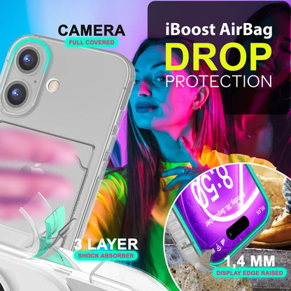 NALIA Neon Silikonhülle für iPhone 16 – Kartenfach & Knallige Signal-Farbe – CARDPOP (Anti-Shock Handyhülle) – Marke aus Berlin