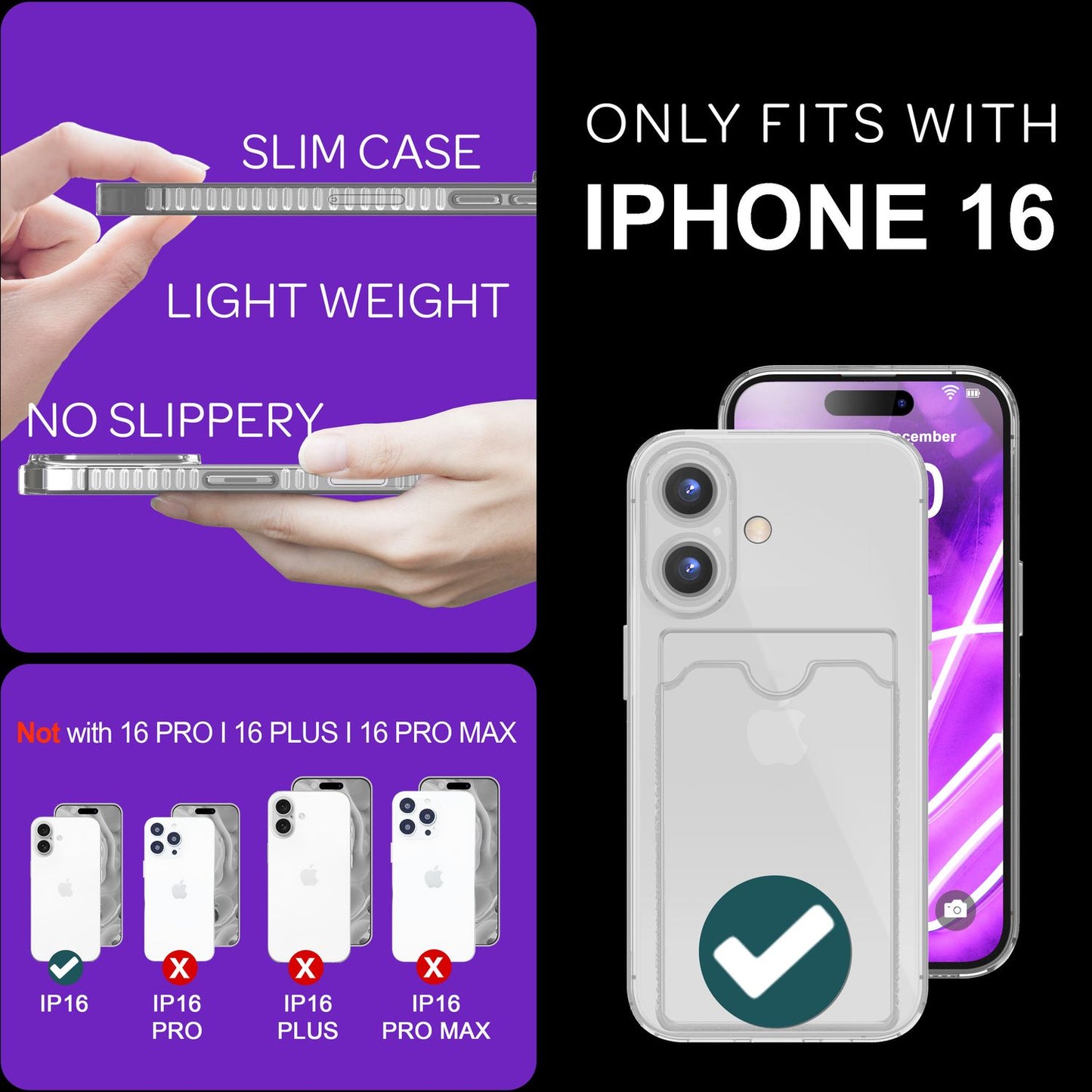 NALIA Neon Silikonhülle für iPhone 16 – Kartenfach & Knallige Signal-Farbe – CARDPOP (Anti-Shock Handyhülle) – Marke aus Berlin