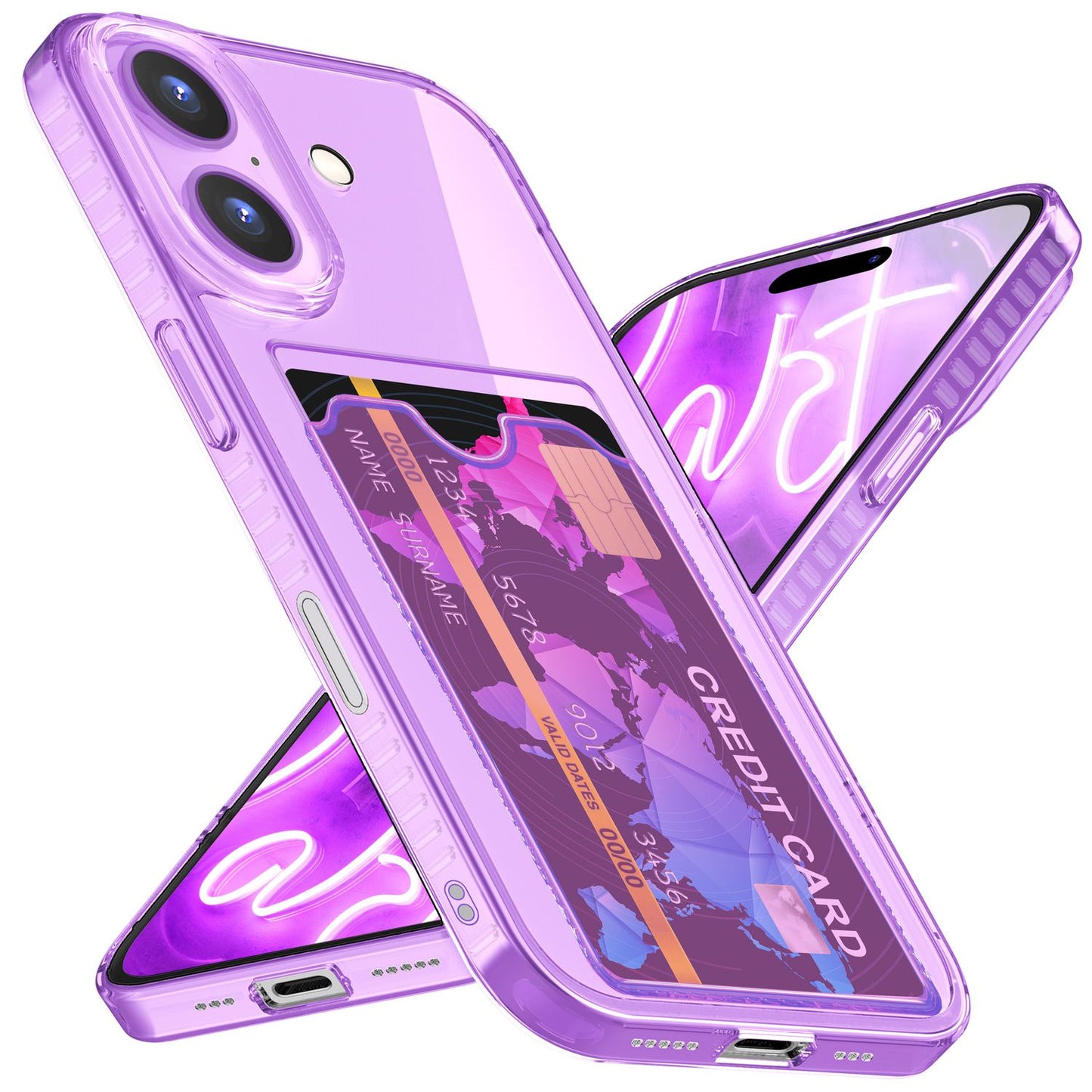 NALIA Neon Silikonhülle für iPhone 16 – Kartenfach & Knallige Signal-Farbe – CARDPOP (Anti-Shock Handyhülle) – Marke aus Berlin
