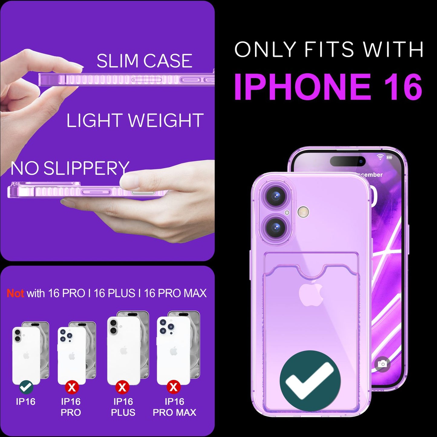 NALIA Neon Silikonhülle für iPhone 16 – Kartenfach & Knallige Signal-Farbe – CARDPOP (Anti-Shock Handyhülle) – Marke aus Berlin