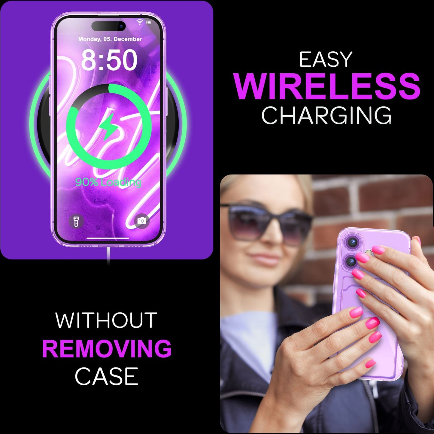 NALIA Neon Silikonhülle für iPhone 16 – Kartenfach & Knallige Signal-Farbe – CARDPOP (Anti-Shock Handyhülle) – Marke aus Berlin