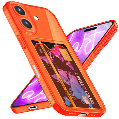 NALIA Neon Silikonhülle für iPhone 16 – Kartenfach & Knallige Signal-Farbe – CARDPOP (Anti-Shock Handyhülle) – Marke aus Berlin