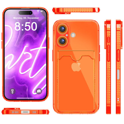 NALIA Neon Silikonhülle für iPhone 16 – Kartenfach & Knallige Signal-Farbe – CARDPOP (Anti-Shock Handyhülle) – Marke aus Berlin