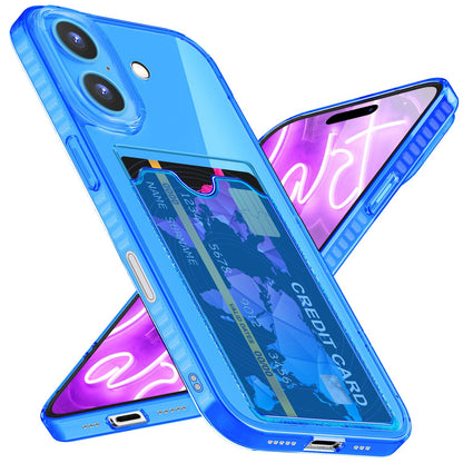 NALIA Neon Silikonhülle für iPhone 16 Plus – Kartenfach & Knallige Signal-Farbe – CARDPOP (Anti-Shock Handyhülle) – Marke aus Berlin