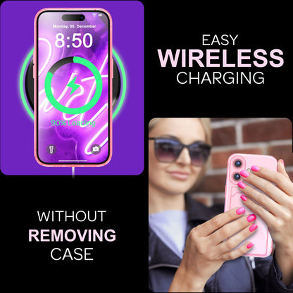 NALIA Neon Silikonhülle für iPhone 16 Plus – Kartenfach & Knallige Signal-Farbe – CARDPOP (Anti-Shock Handyhülle) – Marke aus Berlin
