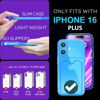 NALIA Neon Silikonhülle für iPhone 16 Plus – Kartenfach & Knallige Signal-Farbe – CARDPOP (Anti-Shock Handyhülle) – Marke aus Berlin