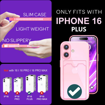 NALIA Neon Silikonhülle für iPhone 16 Plus – Kartenfach & Knallige Signal-Farbe – CARDPOP (Anti-Shock Handyhülle) – Marke aus Berlin