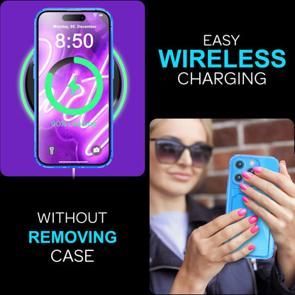 NALIA Neon Silikonhülle für iPhone 16 Pro – Kartenfach & Knallige Signal-Farbe – CARDPOP (Anti-Shock Handyhülle) – Marke aus Berlin