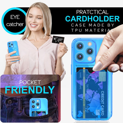 NALIA Neon Silikonhülle für iPhone 16 Pro – Kartenfach & Knallige Signal-Farbe – CARDPOP (Anti-Shock Handyhülle) – Marke aus Berlin