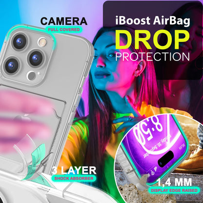 NALIA Neon Silikonhülle für iPhone 16 Pro – Kartenfach & Knallige Signal-Farbe – CARDPOP (Anti-Shock Handyhülle) – Marke aus Berlin