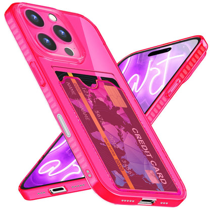 NALIA Neon Silikonhülle für iPhone 16 Pro – Kartenfach & Knallige Signal-Farbe – CARDPOP (Anti-Shock Handyhülle) – Marke aus Berlin