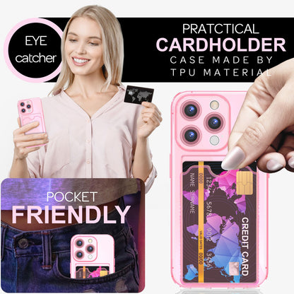 NALIA Neon Silikonhülle für iPhone 16 Pro – Kartenfach & Knallige Signal-Farbe – CARDPOP (Anti-Shock Handyhülle) – Marke aus Berlin