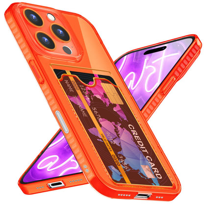 NALIA Neon Silikonhülle für iPhone 16 Pro – Kartenfach & Knallige Signal-Farbe – CARDPOP (Anti-Shock Handyhülle) – Marke aus Berlin