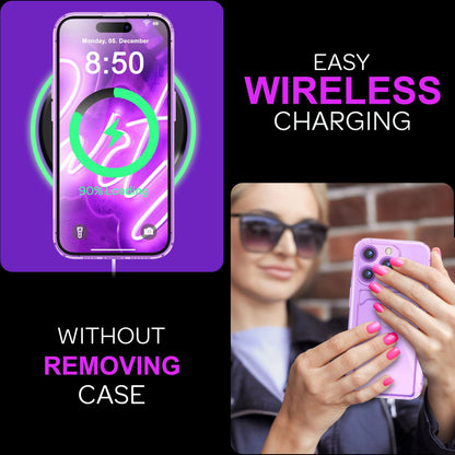 NALIA Neon Silikonhülle für iPhone 16 Pro – Kartenfach & Knallige Signal-Farbe – CARDPOP (Anti-Shock Handyhülle) – Marke aus Berlin