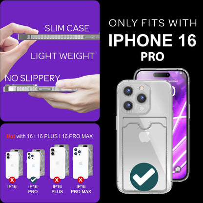 NALIA Neon Silikonhülle für iPhone 16 Pro – Kartenfach & Knallige Signal-Farbe – CARDPOP (Anti-Shock Handyhülle) – Marke aus Berlin